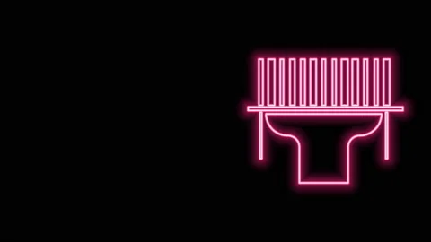 Glowing neon line Scanner scanning bar code icon isolated on black background Stock Footage 141013962