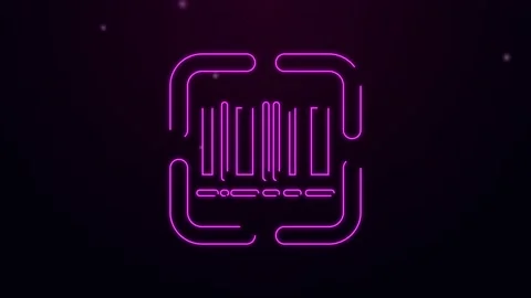 Glowing neon line Scanner scanning bar code icon isolated on black background Stock Footage 154100207