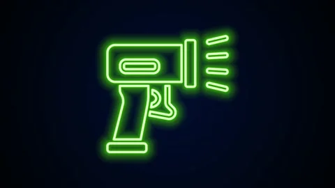 Glowing neon line Scanner scanning bar code icon isolated on black background Stock Footage 154100664