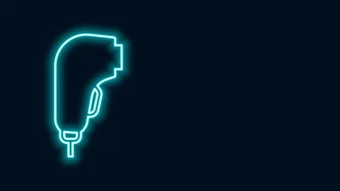Glowing neon line Scanner scanning bar code icon isolated on black background Stock Footage 156373878