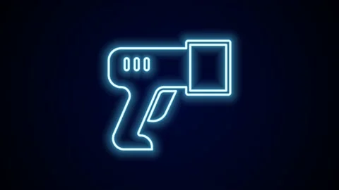Glowing neon line Scanner scanning bar code icon isolated on black background Stock Footage 227381477