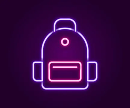 Glowing neon line School backpack icon isolated on black background. Colorful Stock Illustration