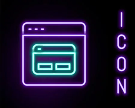 Glowing neon line Search engine icon isolated on black background. Colorful.. Illustrazione stock