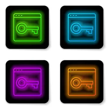 Glowing neon line Secure your site with HTTPS, SSL icon isolated on white 库存插图