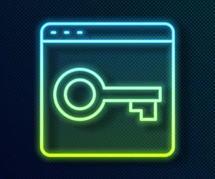 Glowing neon line Secure your site with HTTPS, SSL icon isolated on black 库存插图
