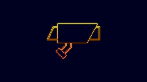 Glowing neon line Security camera icon isolated on blue background. 4K Video Stock Footage 227268498