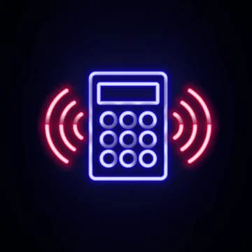 Glowing neon line Security system control panel with display icon isolated on Stock Illustration