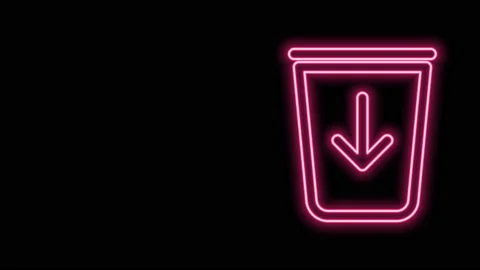 Glowing neon line Send to the trash line icon isolated on black background. 4K Stock Footage 140883955