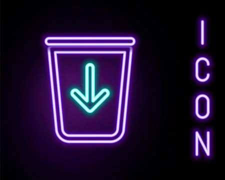 Glowing neon line Send to the trash line icon isolated on black background... Stock Illustration