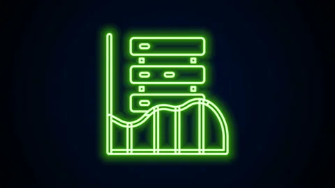 Glowing neon line Server, Data, Web Hosting icon isolated on black background Stock Footage 144413519