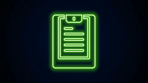 Glowing neon line Server, Data report icon isolated on black background. 4K Stock Footage 144413837