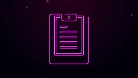 Glowing neon line Server, Data report icon isolated on black background. 4K Stock Footage 144450428