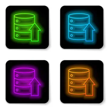 Glowing neon line Server, Data, Web Hosting icon isolated on white background Illustrazione stock