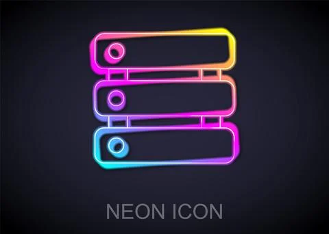 Glowing neon line Server, Data, Web Hosting icon isolated on black background 스톡 일러스트