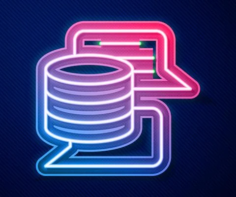 Glowing neon line Server, Data, Web Hosting icon isolated on blue background Stock Illustration