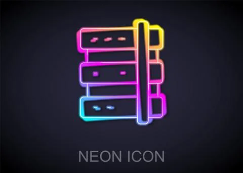 Glowing neon line Server, Data, Web Hosting icon isolated on black background Stock Illustration
