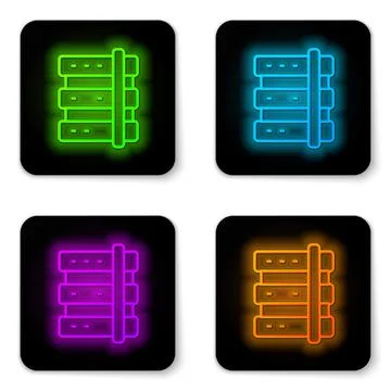 Glowing neon line Server, Data, Web Hosting icon isolated on white background Illustrazione stock