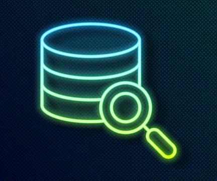 Glowing neon line Server, Data, Web Hosting icon isolated on black background Stock Illustration