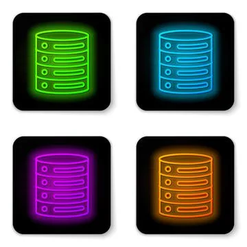 Glowing neon line Server, Data, Web Hosting icon isolated on white background 스톡 일러스트