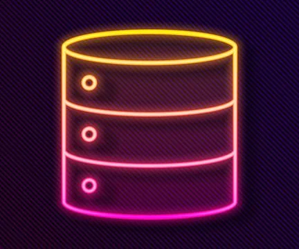 Glowing neon line Server, Data, Web Hosting icon isolated on black background Stock Illustration