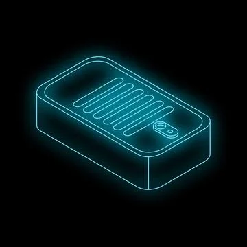 Glowing neon line server icon isolated on black background 스톡 일러스트