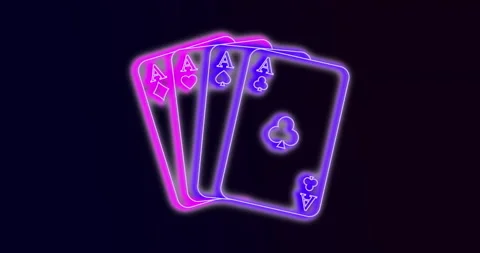 Glowing neon line Set Of Four Aces Stock Footage 149770081