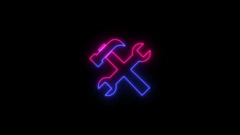 Glowing neon line setting icon animation on black background. Stock Footage 315865709