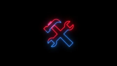 Glowing neon line setting icon animation on black background. Stock Footage 315865744
