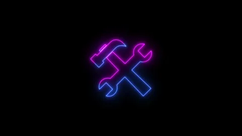 Glowing neon line setting icon animation on black background. Stock Footage 315865746