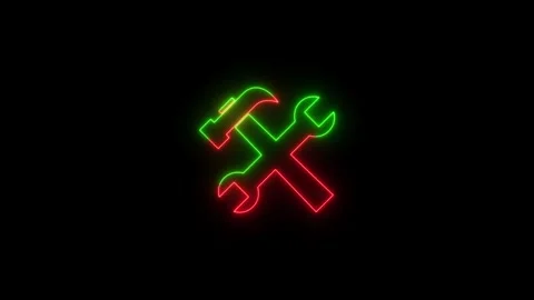 Glowing neon line setting icon animation on black background. Stock Footage 315865762