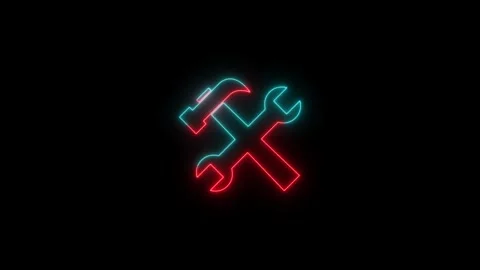 Glowing neon line setting icon animation on black background. Stock Footage 315865775