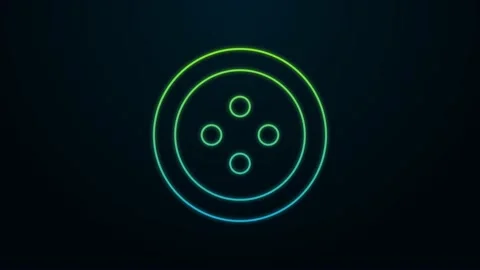 Glowing neon line Sewing button for clothes icon isolated on black background Stock Footage 225870871