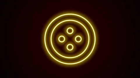 Glowing neon line Sewing button for clothes icon isolated on black background Stock Footage 225870900