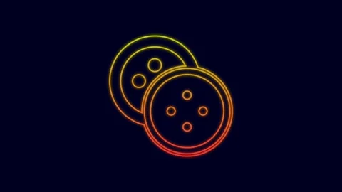 Glowing neon line Sewing button for clothes icon isolated on blue background Stock Footage 227250357