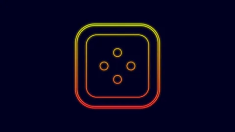 Glowing neon line Sewing button for clothes icon isolated on blue background Stock Footage 227250808