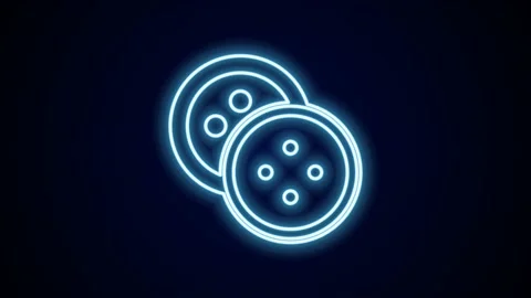 Glowing neon line Sewing button for clothes icon isolated on black background Stock Footage 227423483