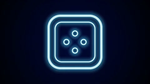 Glowing neon line Sewing button for clothes icon isolated on black background Stock Footage 227424058