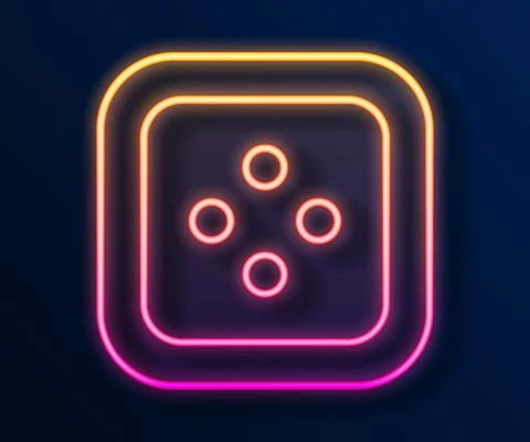 Glowing neon line Sewing button for clothes icon isolated on black background Stock Illustration