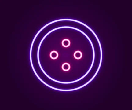 Glowing neon line Sewing button for clothes icon isolated on black background Illustrazione stock
