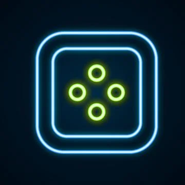 Glowing neon line Sewing button for clothes icon isolated on black background Illustrazione stock
