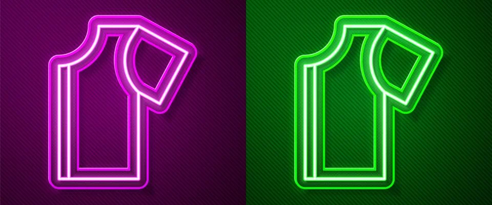 Glowing neon line Sewing pattern icon isolated on purple and green background Stockillustratie