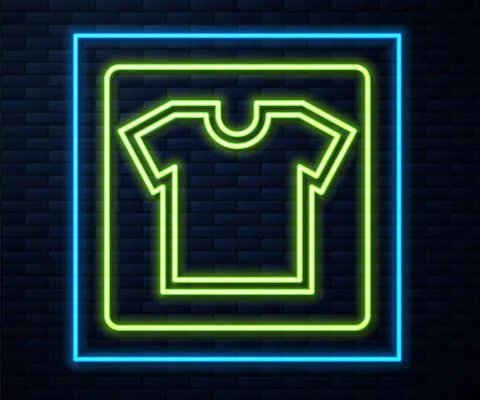 Glowing neon line Sewing pattern icon isolated on brick wall background Stockillustratie