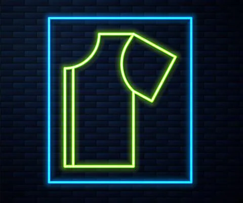 Glowing neon line Sewing pattern icon isolated on brick wall background Stock Illustration