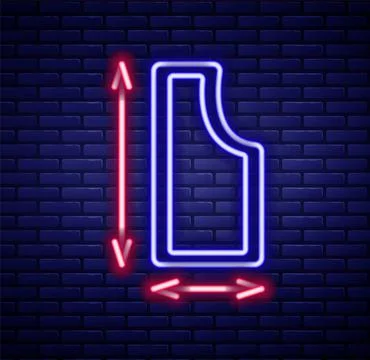 Glowing neon line Sewing pattern icon isolated on brick wall background. Mark イラスト素材