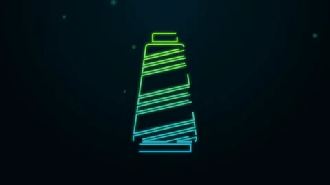 Glowing neon line Sewing thread on spool icon isolated on black background. Yarn Stock Footage 140294551