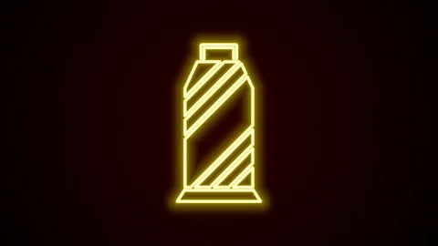 Glowing neon line Sewing thread on spool icon isolated on black background. Yarn Stock Footage 154732944
