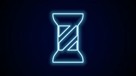Glowing neon line Sewing thread on spool icon isolated on black background. Yarn Stock Footage 227425012