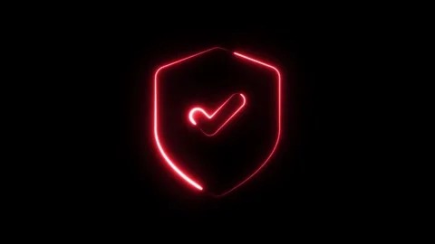 Glowing neon line Shield check mark icon animation isolated on black background Stock Footage 321012010