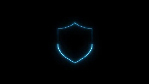Glowing neon line of shield Icon Animation Isolated on Black Background Stock Footage 321011992