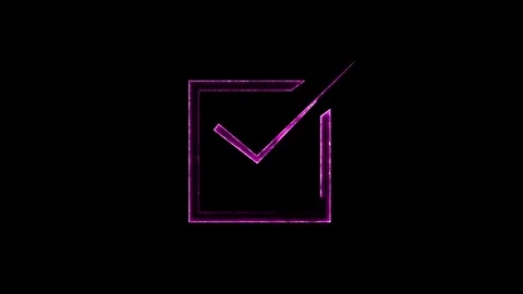 Glowing neon line Simple Check mark icon, positive tick symbol of approved,.. Stock Footage 293482882